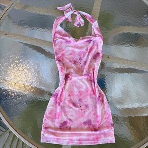 Pink Floral cowl neck Dress